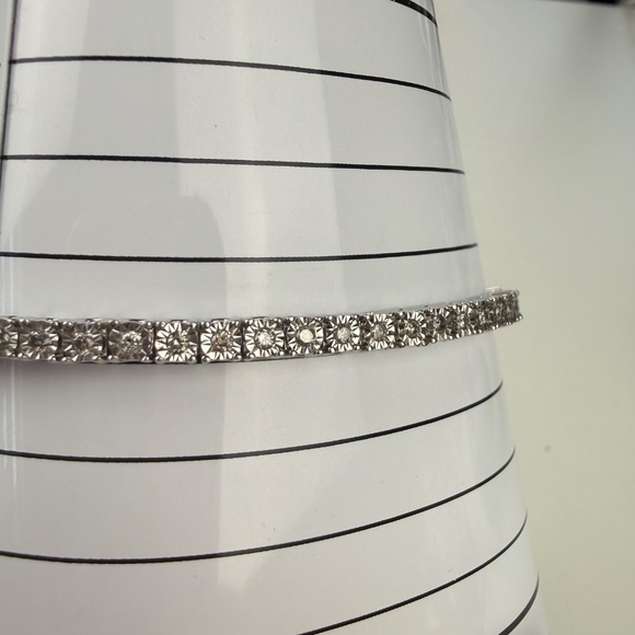 Macys Womens 14K Gold Plated Sterling Silver 1 CTTW Diamond Tennis Bracelet - Picture 9 of 10
